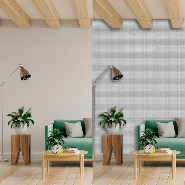 Paneles de Pared 3D Espuma XPE Autoadhesivos Tipo Ladrillo Blanco Mosaico 35×38.5 cm Paquete 10 ladrillos de rodny - Conecta Chava Shop