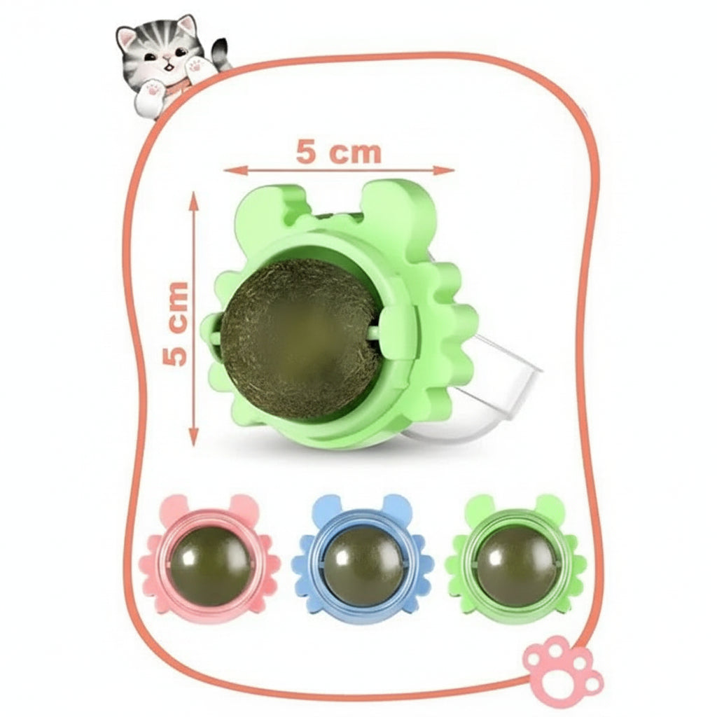 Juguete para Gatos con Catnip Bola Giratoria Natural - Hierba Gatera de Pared 3 en 1 Pro 2026 - Conecta Chava Shop