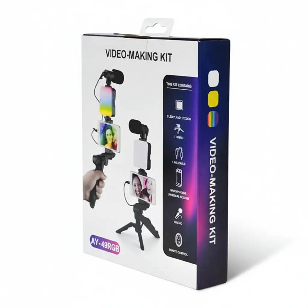 Kit de Video Streaming Pro 4 en 1 - Luz LED Regulable, Micrófono de Alta Fidelidad y Trípode Ajustable para TikTok y Vlogs Pro 2026 - Conecta Chava Shop