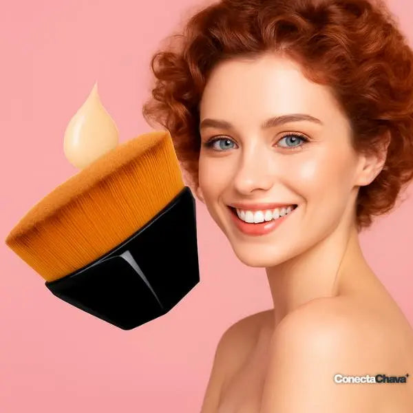 Brocha Profesional para Base Líquida de Cerdas Densas - Pincel de Maquillaje para Acabado Natural y Uniforme Pro 2026 - Conecta Chava Shop