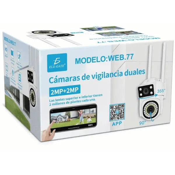 Cámara de Vigilancia Exterior WiFi 4MP con Visión Nocturna a Color - Cámara PTZ 360 Inteligente con Detección de Humano Pro 2026 - Conecta Chava Shop