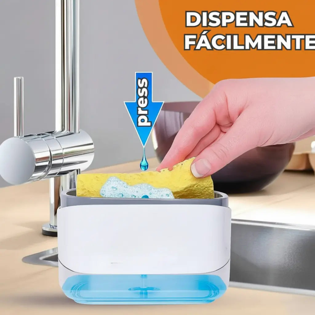 Dispensador de Jabón 2 en 1 con Organizador de Esponja - Estación de Limpieza para Cocina Compacta y Antigoteo Pro 2026 - Conecta Chava Shop