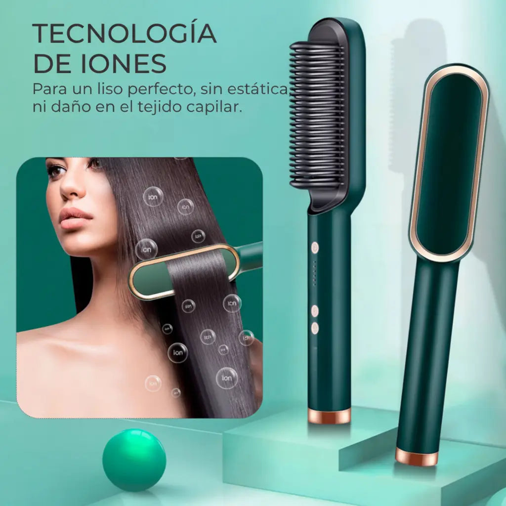 Peine Alisador de Cerámica con Tecnología de Protección Térmica - Cepillo Eléctrico 5 Niveles para Todo Tipo de Cabello Pro 2026 - Conecta Chava Shop