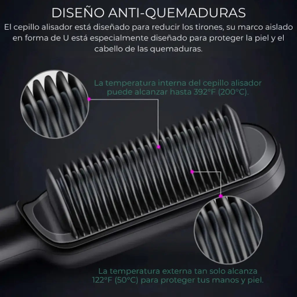 Peine Alisador de Cerámica con Tecnología de Protección Térmica - Cepillo Eléctrico 5 Niveles para Todo Tipo de Cabello Pro 2026 - Conecta Chava Shop