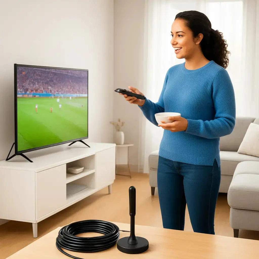 Antena TV Digital HD Potente VHF-UHF - Base Magnética Reforzada y Cable de Alta Ganancia Pro 2026 - Conecta Chava Shop