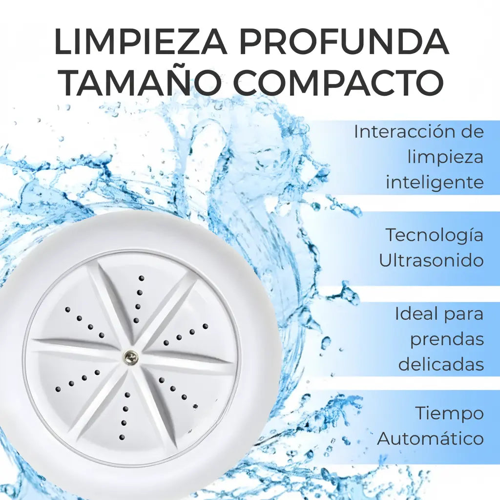 Mini Lavadora Portátil Ultrasónica con USB - Lavadora Compacta para Ropa Interior y Prendas Delicadas Pro 2026 - Conecta Chava Shop
