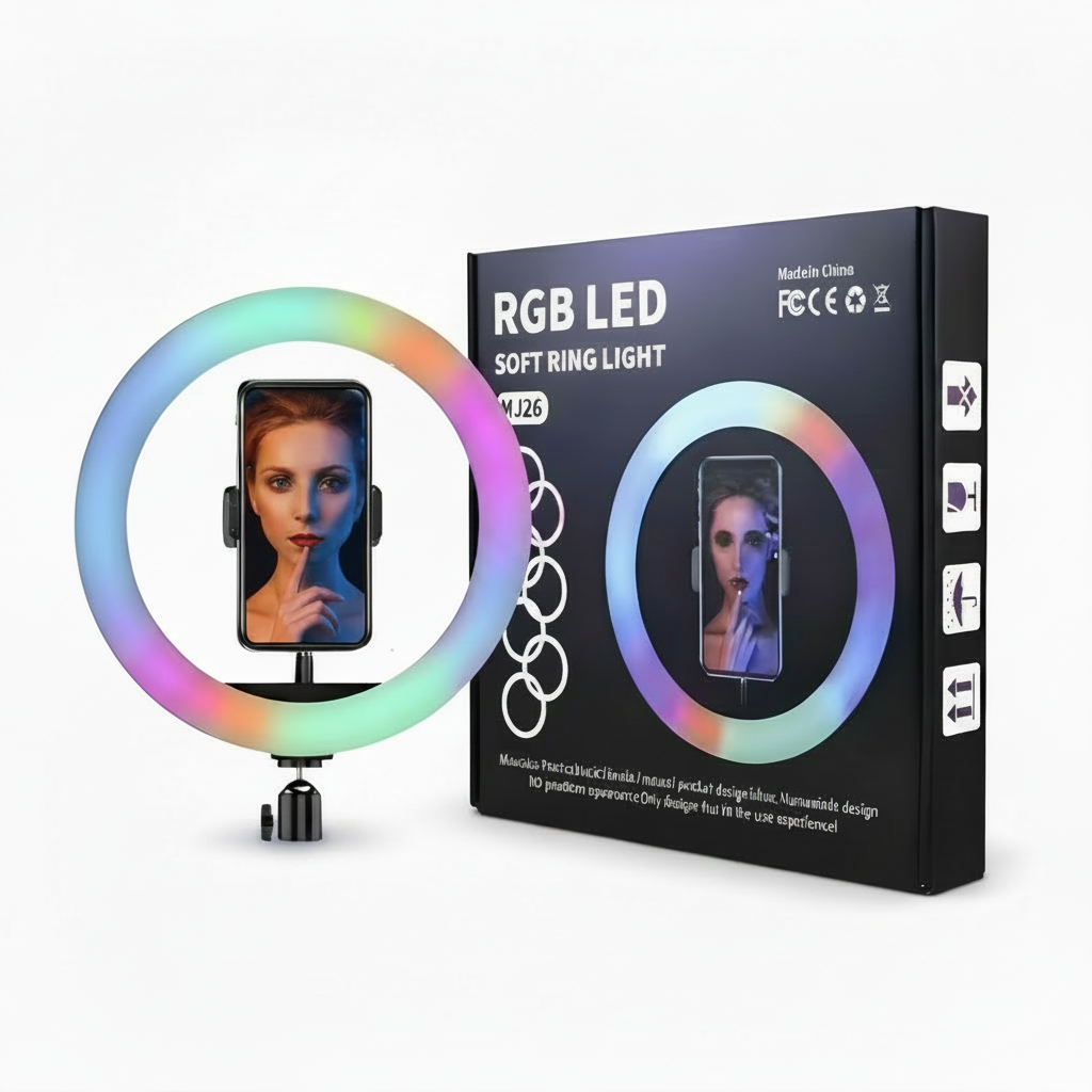 Aro de Luz LED RGB Profesional para Streaming - Soporte Ajustable con Soporte para Celular, Iluminación Pro para TikTok y YouTube 2026 - Conecta Chava Shop