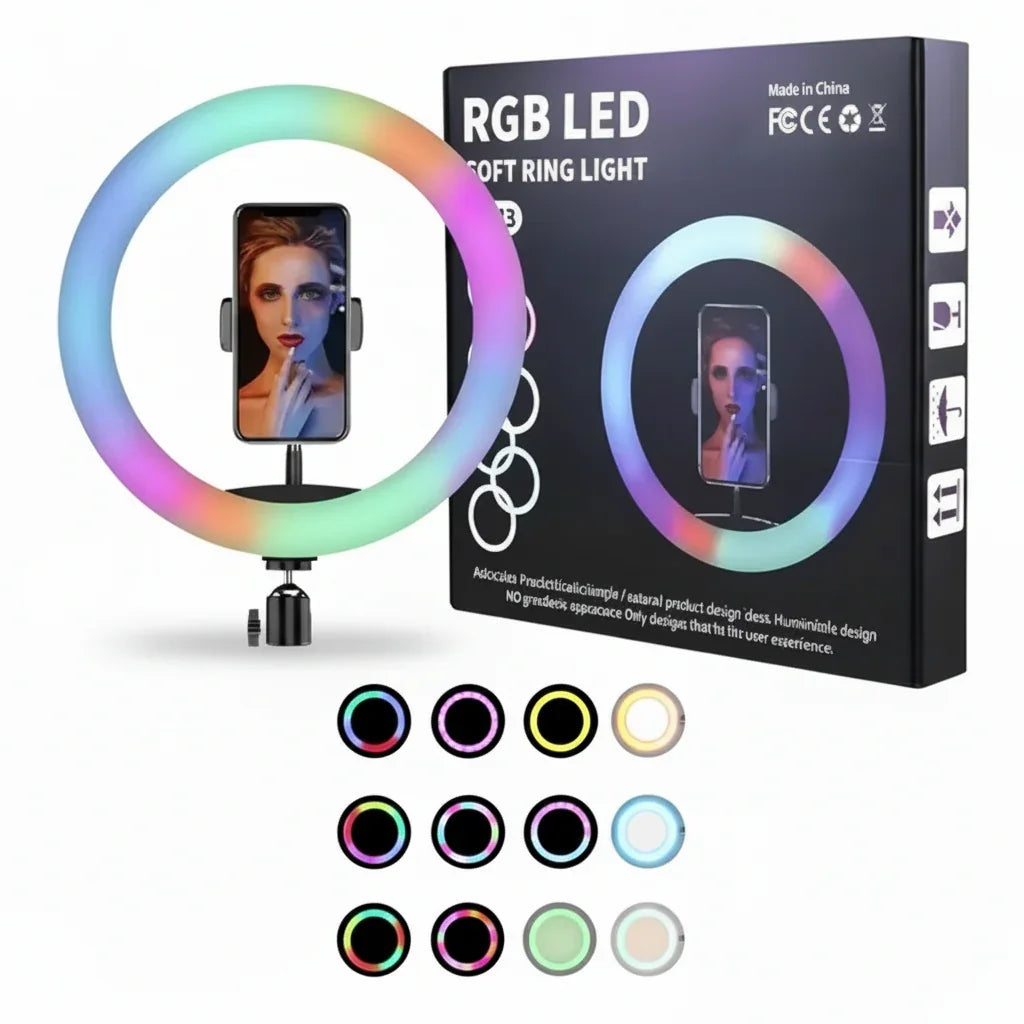 Aro de Luz LED para Streaming de 26 cm o 33 cm - Iluminación Pro con Brillo Ajustable y Soporte para Celular Pro 2026 - Conecta Chava Shop