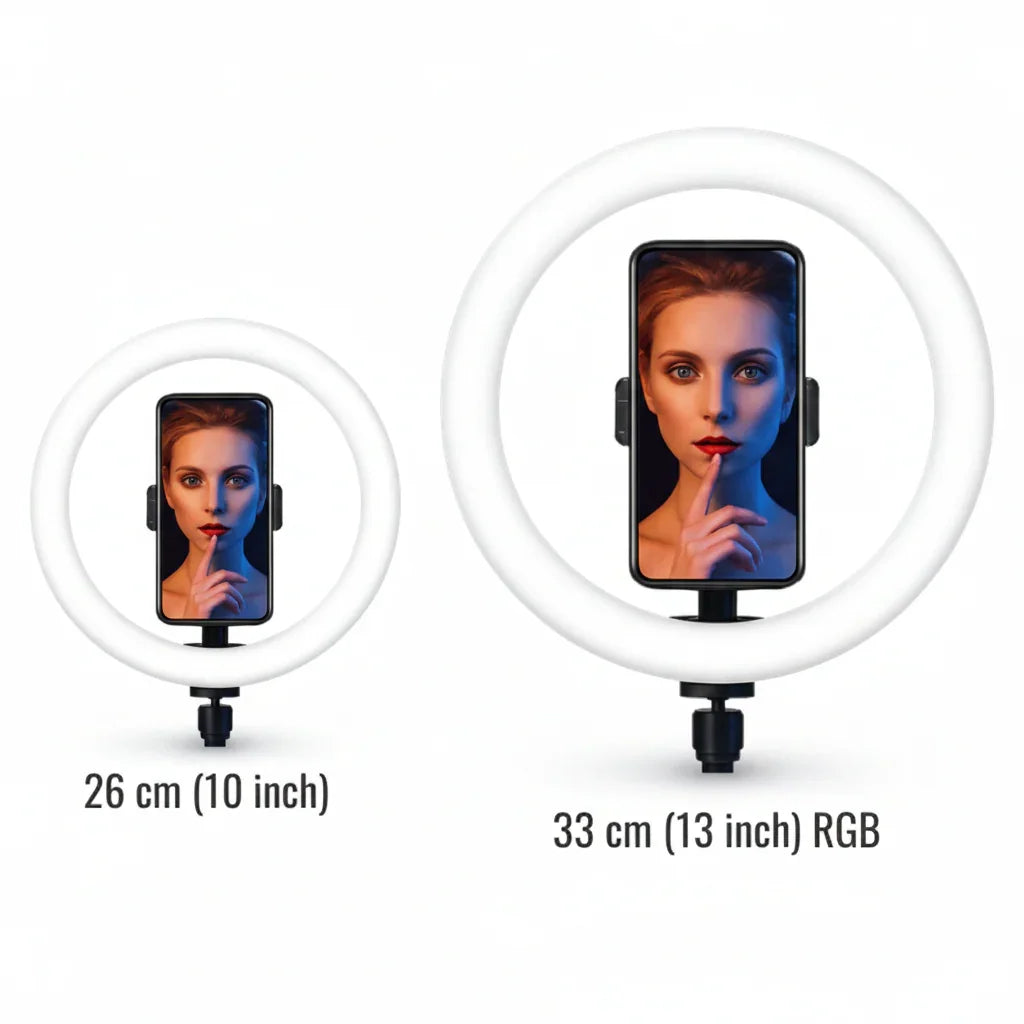 Aro de Luz LED para Streaming de 26 cm o 33 cm - Iluminación Pro con Brillo Ajustable y Soporte para Celular Pro 2026 - Conecta Chava Shop