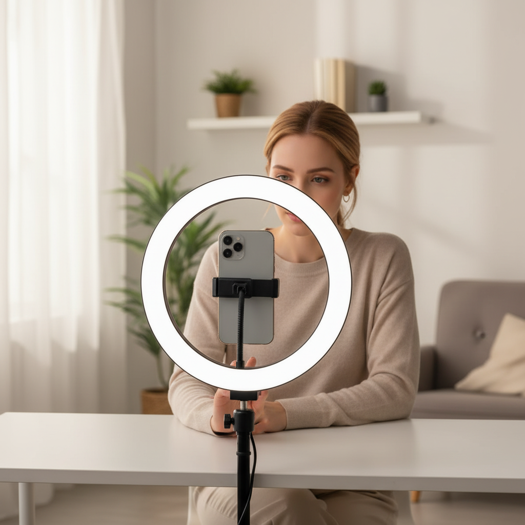 Aro de Luz LED RGB Profesional para Streaming - Soporte Ajustable con Soporte para Celular, Iluminación Pro para TikTok y YouTube 2026 - Conecta Chava Shop