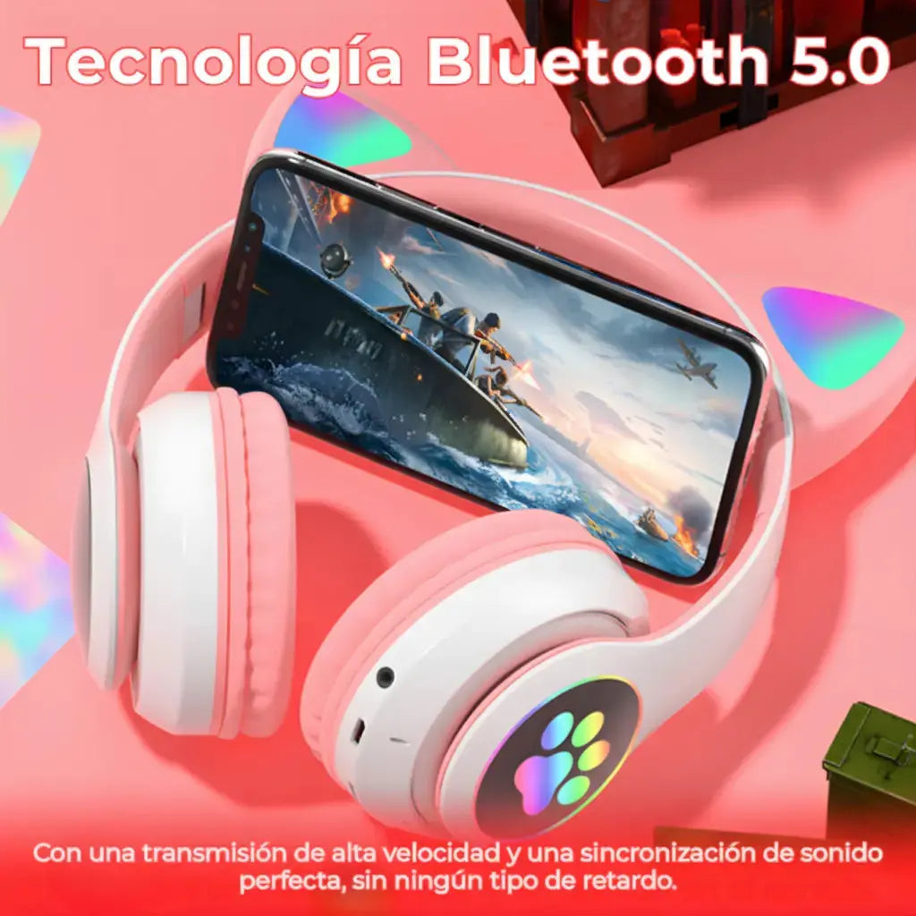 Audífonos Gamer RGB Estilo Gato con Micrófono Pro - Auriculares con Audio Envolvente y Cancelación de Ruido, Calidad 2026 - Conecta Chava Shop