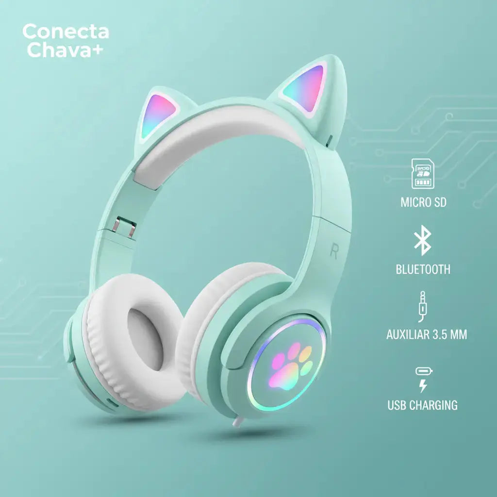 Audífonos Gamer RGB Estilo Gato con Micrófono Pro - Auriculares con Audio Envolvente y Cancelación de Ruido, Calidad 2026 - Conecta Chava Shop