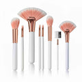 Set de 8 Brochas de Maquillaje Profesional - Kit con Brocha Abanico para Rubor y Cepillo para Cejas y Pestañas Pro 2026 - Conecta Chava Shop