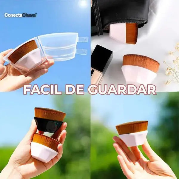 Brocha Profesional para Base Líquida de Cerdas Densas - Pincel de Maquillaje para Acabado Natural y Uniforme Pro 2026 - Conecta Chava Shop