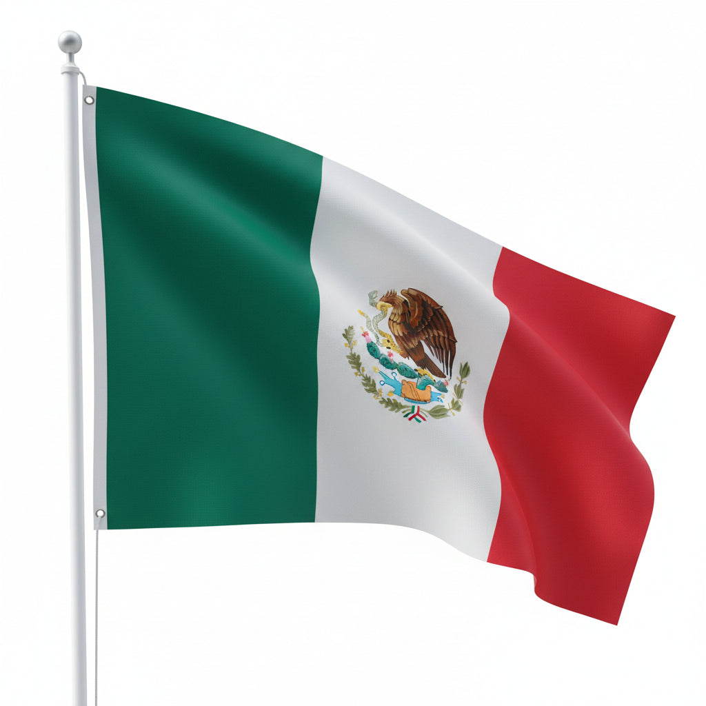 Bandera de México para Auto con Mástil y Soporte para Ventana - Pack de 2 Banderas Pro 2026 - Conecta Chava Shop
