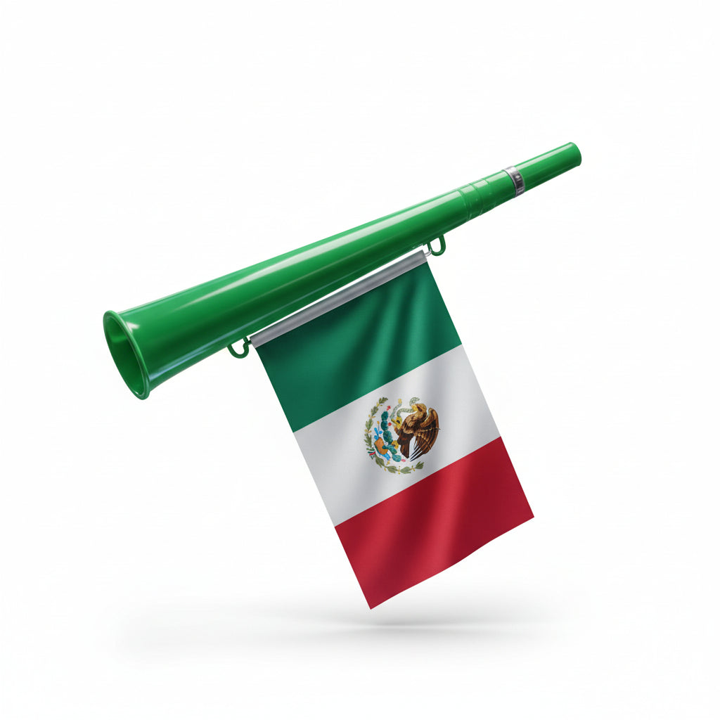 Trompeta de Plástico con Banderín Tricolor para Eventos Deportivos - Corneta de Animación Pro 2026 - Conecta Chava Shop