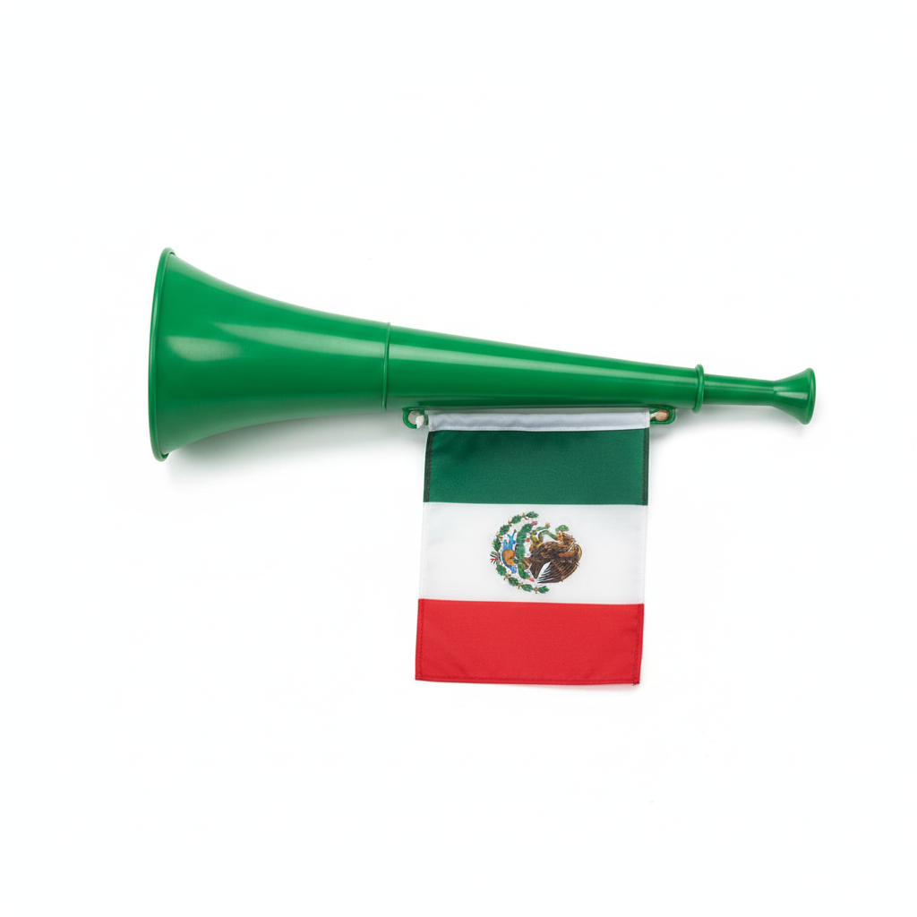 Trompeta de Plástico con Banderín Tricolor para Eventos Deportivos - Corneta de Animación Pro 2026 - Conecta Chava Shop