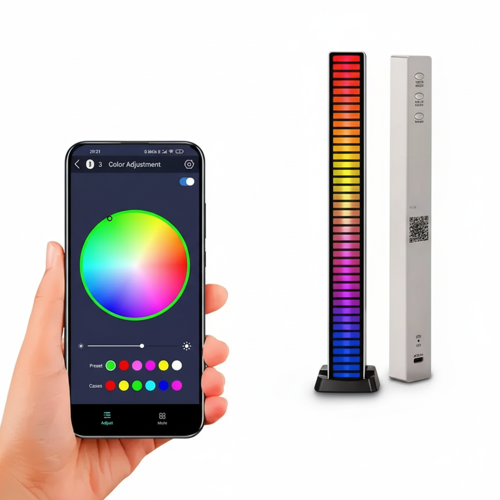 Barra de Luz LED RGB Reactiva al Sonido con 32 LEDs - Visualizador rítmico con Control por App y USB, Iluminación Gamer Pro 2026 - Conecta Chava Shop