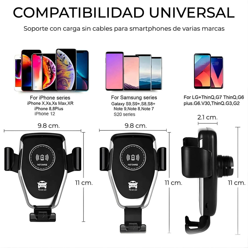 Cargador Inalámbrico para Auto con Sensor de Apertura Automática - Soporte de Carga Rápida Qi Pro 2026 - Conecta Chava Shop