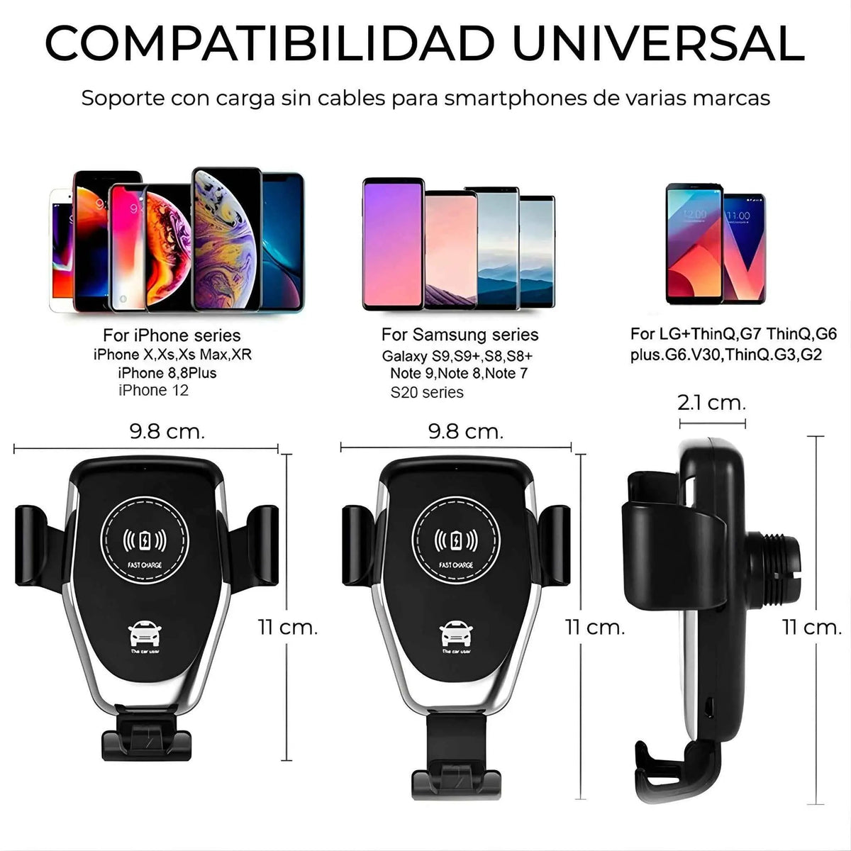 Cargador Inalámbrico para Auto con Sensor de Apertura Automática - Soporte de Carga Rápida Qi Pro 2026 - Conecta Chava Shop