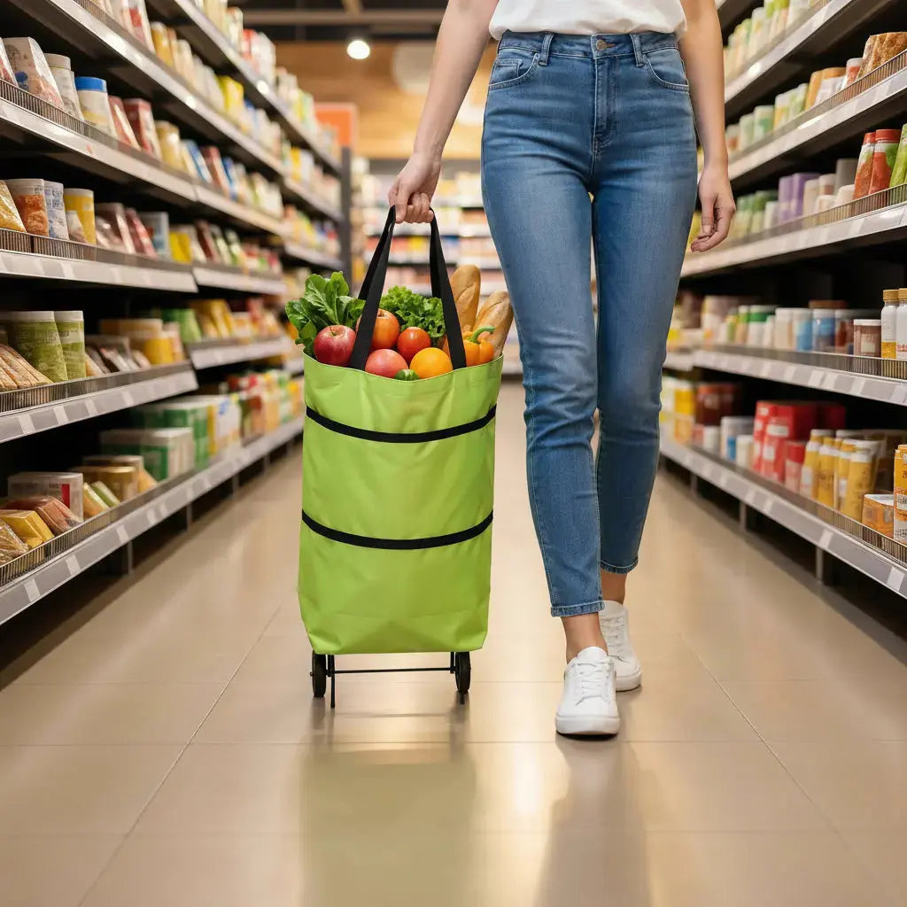 Bolsa de Compras Plegable con Ruedas Reforzadas - Carrito de Mandado Portátil de Gran Capacidad y Tela Impermeable Pro 2026 - Conecta Chava Shop