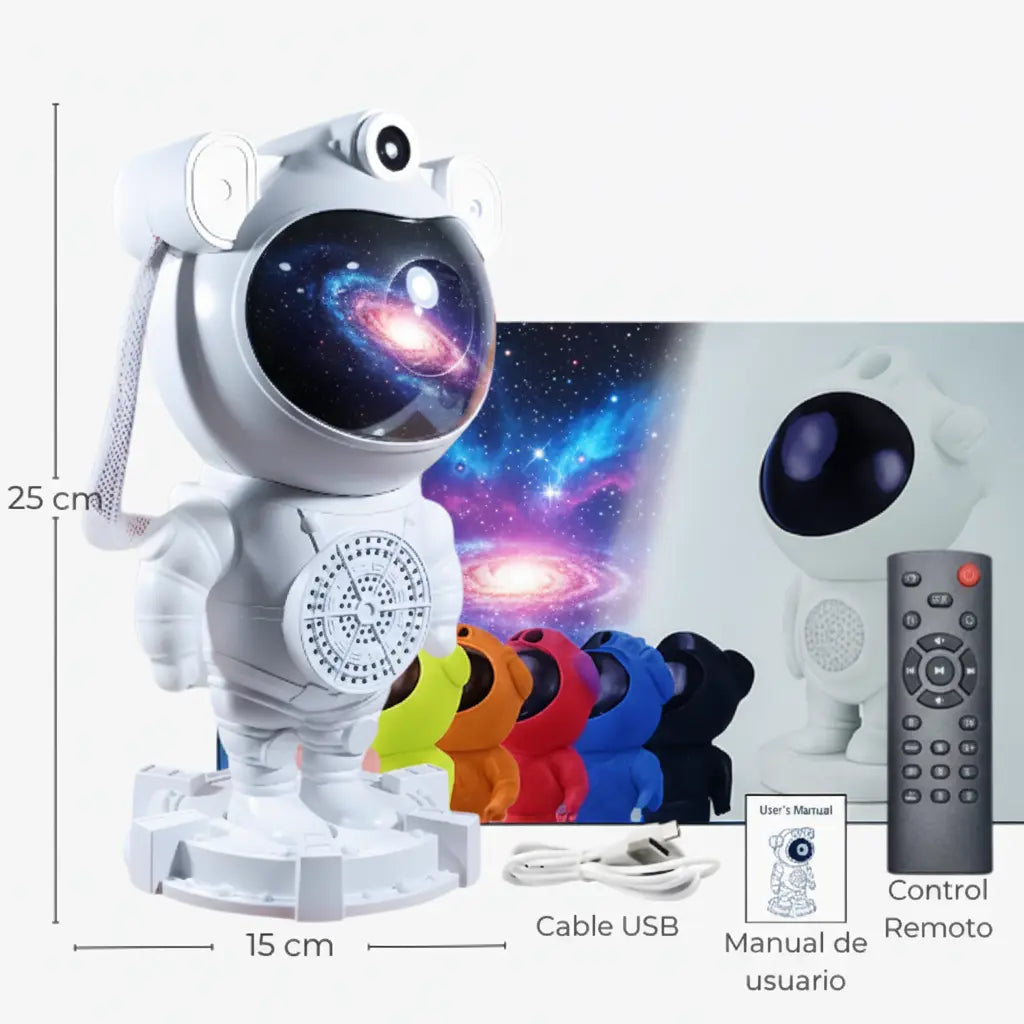 Proyector Estelar Galaxia Astronauta con Parlante Bluetooth - Luces Multicolor y Proyección 360°, Sonido Inmersivo para Recámara Pro 2026 - Conecta Chava Shop