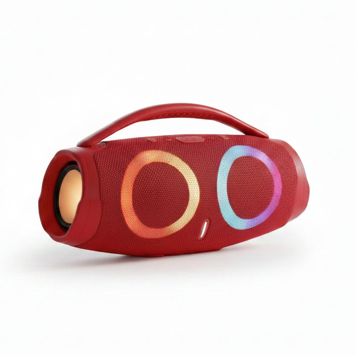 Bocina Portátil Impermeable Booms Box 3 RGB – Sonido Potente, Batería de 5h, Certificación IP67 y Manos Libres