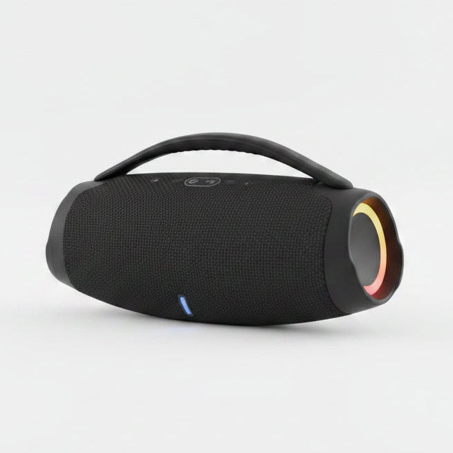 Bocina Portátil Impermeable Booms Box 3 RGB – Sonido Potente, Batería de 5h, Certificación IP67 y Manos Libres