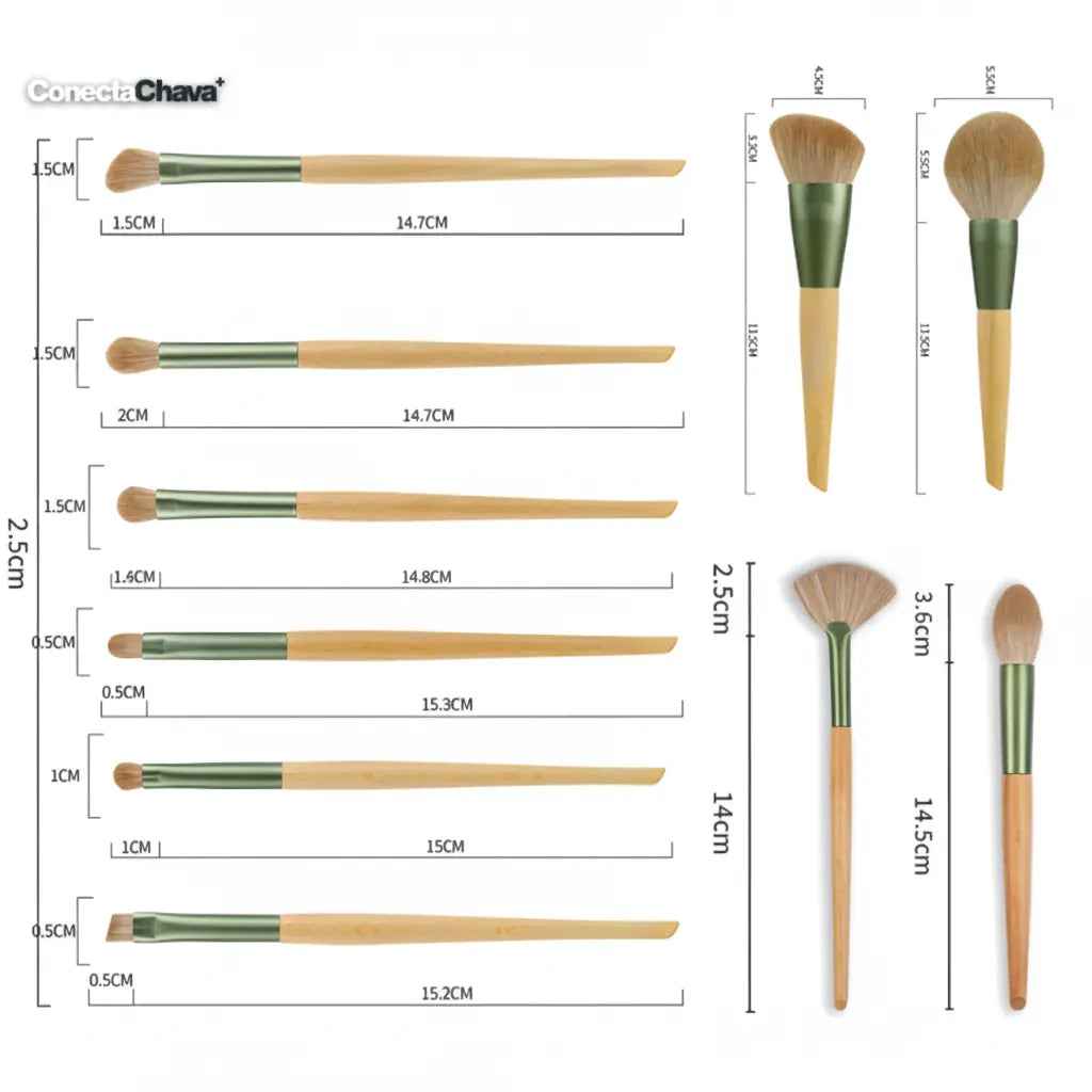 Set de 10 Brochas de Maquillaje Profesional de Cerdas Suaves - Kit Completo de Pinceles para Rostro y Ojos Pro 2026 - Conecta Chava Shop