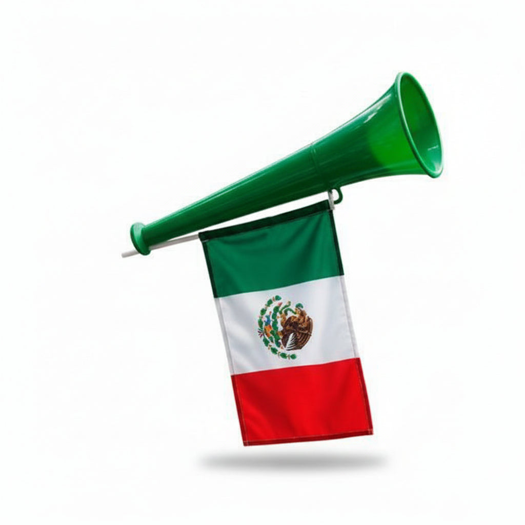 Trompeta de Plástico con Banderín Tricolor para Eventos Deportivos - Corneta de Animación Pro 2026 - Conecta Chava Shop