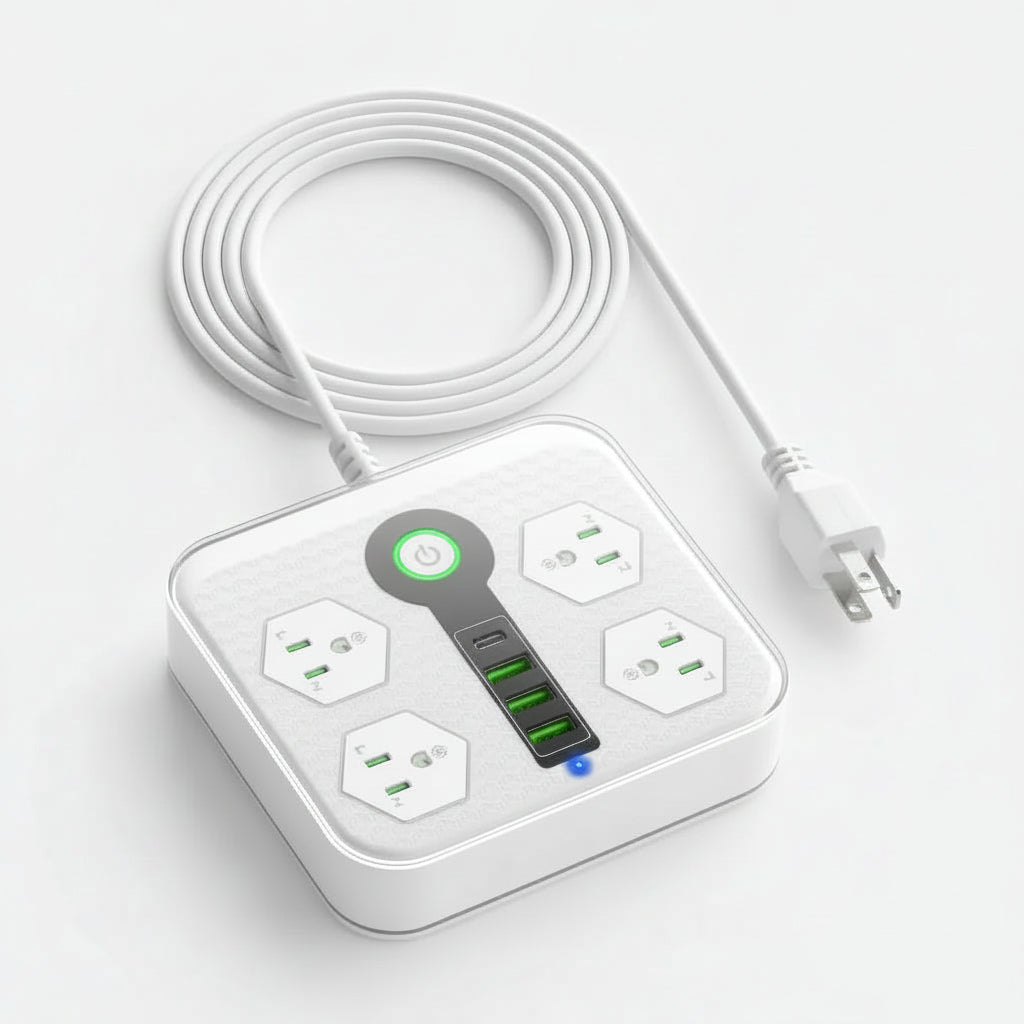 Multicontacto 8 en 1 con Puertos USB y Tipo C - Estación de Carga Inteligente para Escritorio y Protector de Sobrecargas Pro 2026 - Conecta Chava Shop