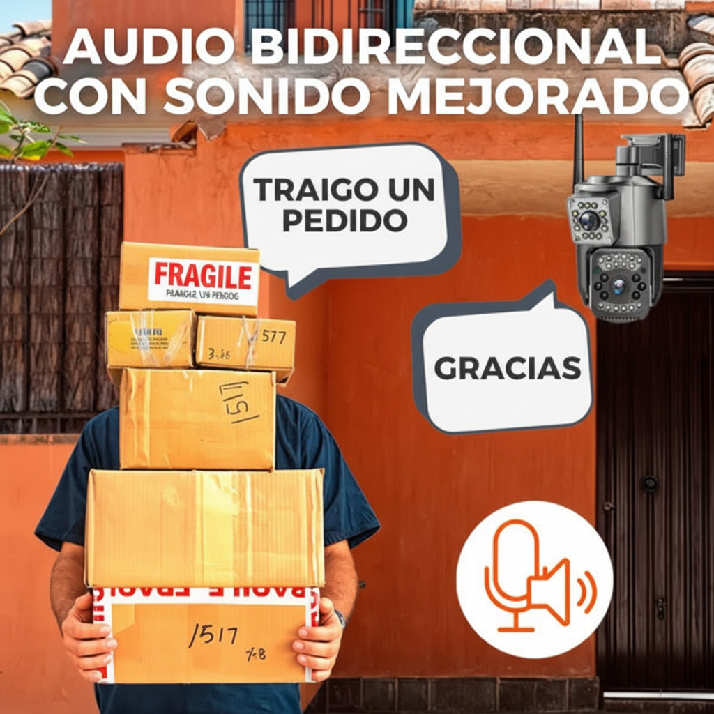 Cámara de Vigilancia 4MP Ultra HD Exterior - Doble Iluminación Nocturna y Audio Bidireccional Pro 2026 - Conecta Chava Shop