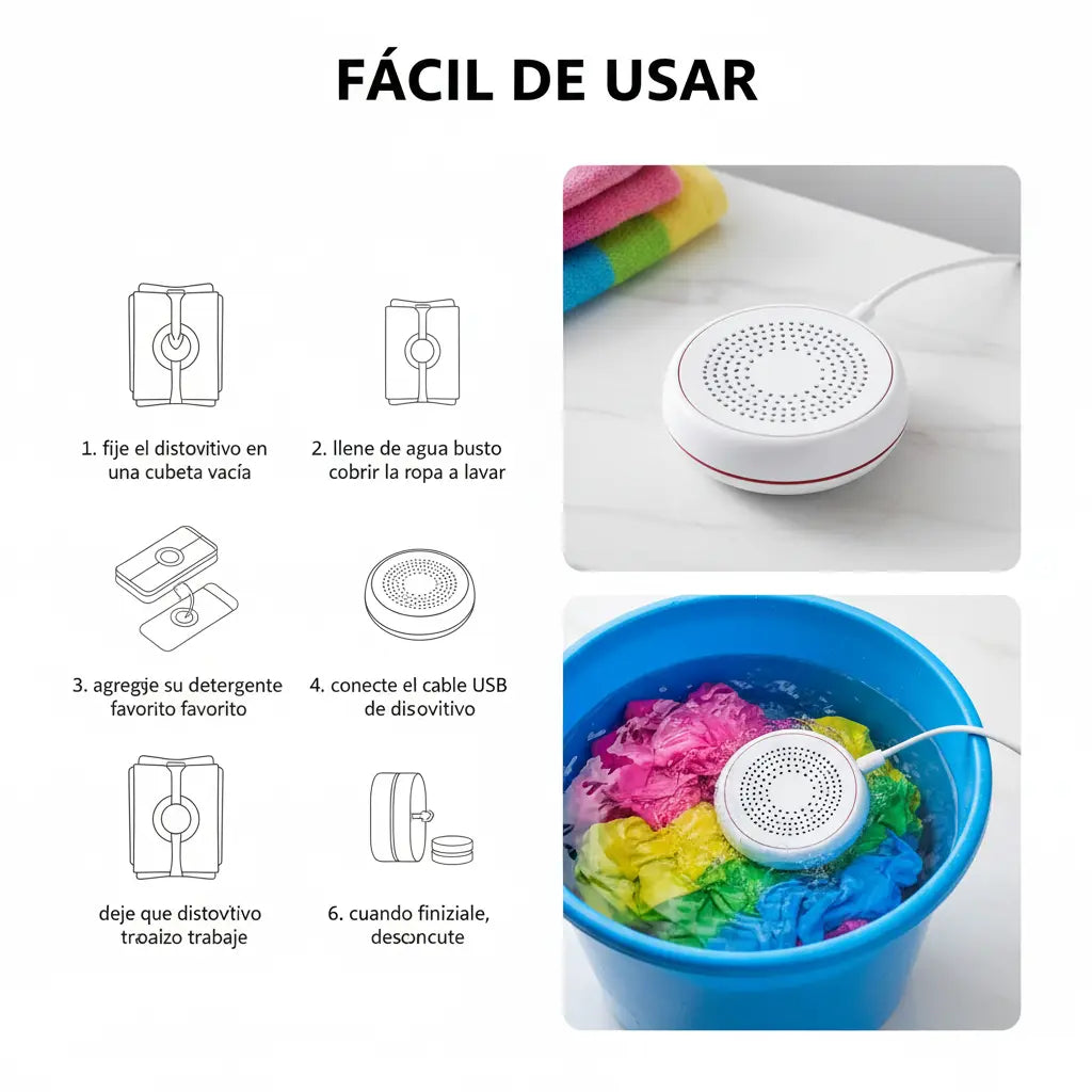 Mini Lavadora Portátil Ultrasónica con USB - Lavadora Compacta para Ropa Interior y Prendas Delicadas Pro 2026 - Conecta Chava Shop