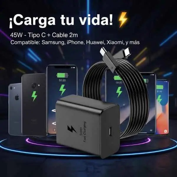 Cargador USB-C de 45W para Carga Rápida - Adaptador de Corriente Inteligente para Android, Tecnología de Entrega de Energía Pro 2026 - Conecta Chava Shop