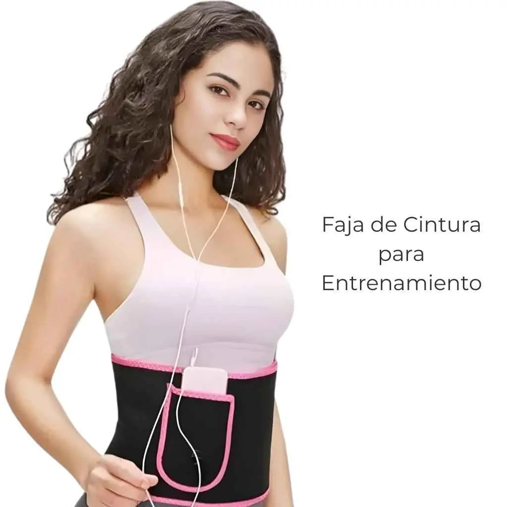 Faja Deportiva Neopreno Sauna con Velcro Ajustable – Cinturilla para Calor Localizado y Soporte Durante el Entrenamiento - Conecta Chava Shop