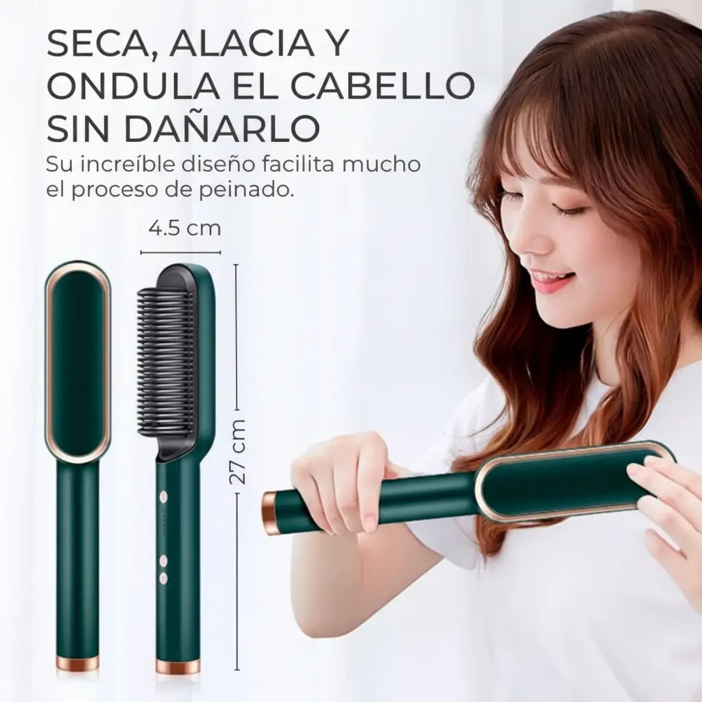 Peine Alisador de Cerámica con Tecnología de Protección Térmica - Cepillo Eléctrico 5 Niveles para Todo Tipo de Cabello Pro 2026 - Conecta Chava Shop