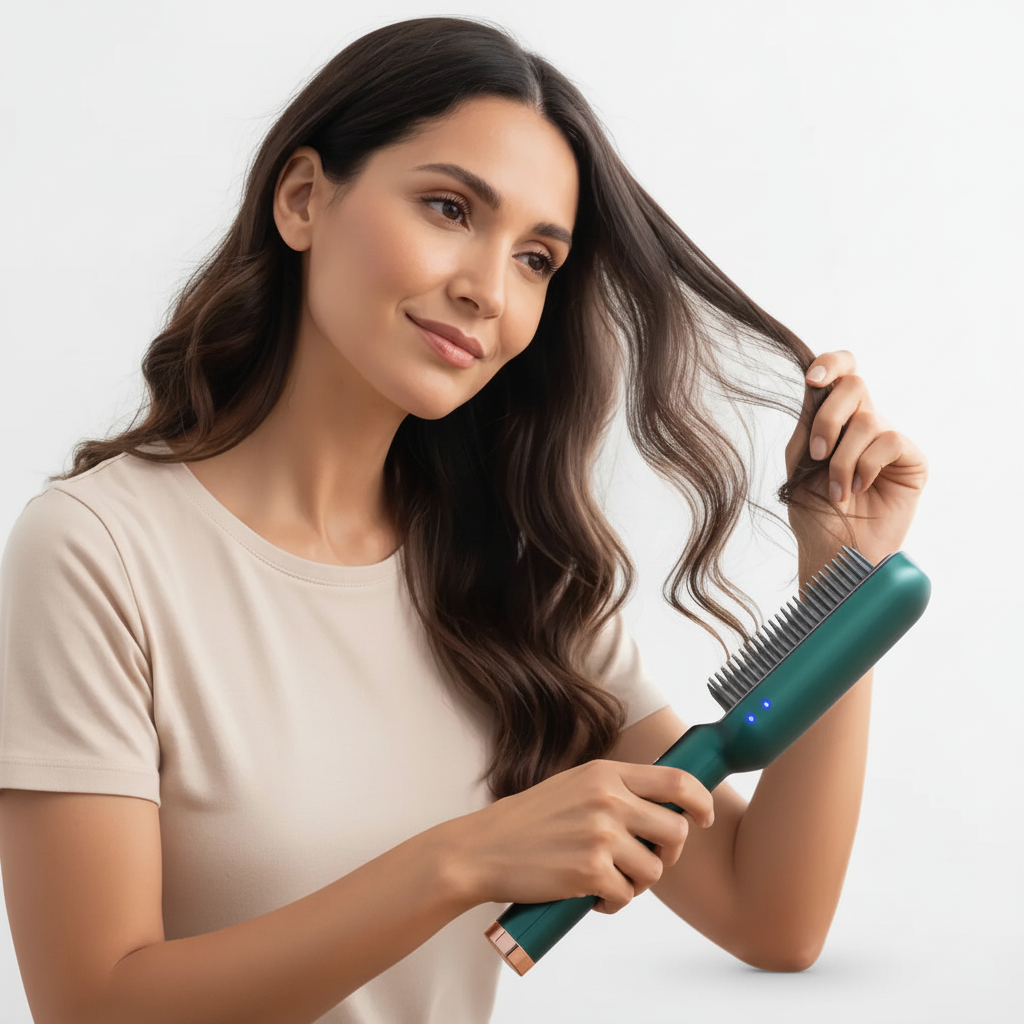 Peine Alisador de Cerámica con Tecnología de Protección Térmica - Cepillo Eléctrico 5 Niveles para Todo Tipo de Cabello Pro 2026 - Conecta Chava Shop
