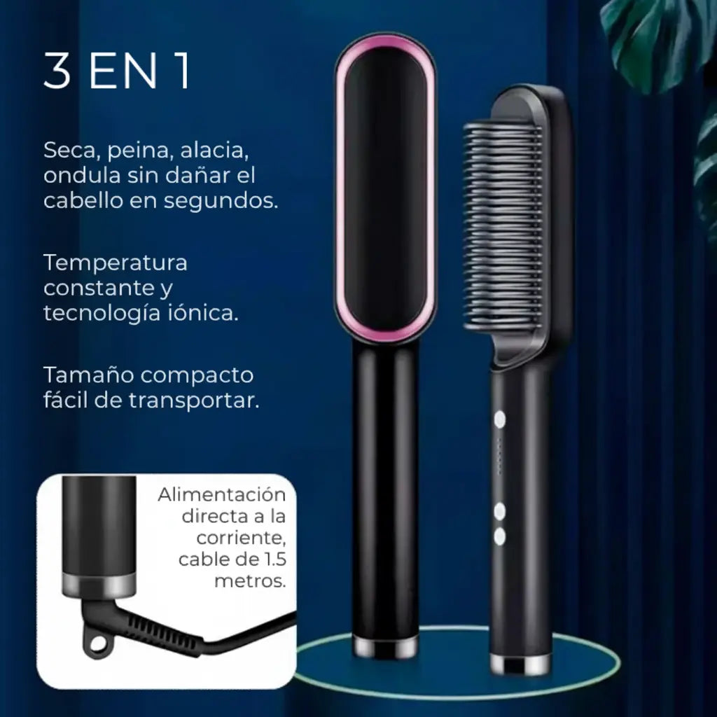 Peine Alisador de Cerámica con Tecnología de Protección Térmica - Cepillo Eléctrico 5 Niveles para Todo Tipo de Cabello Pro 2026 - Conecta Chava Shop