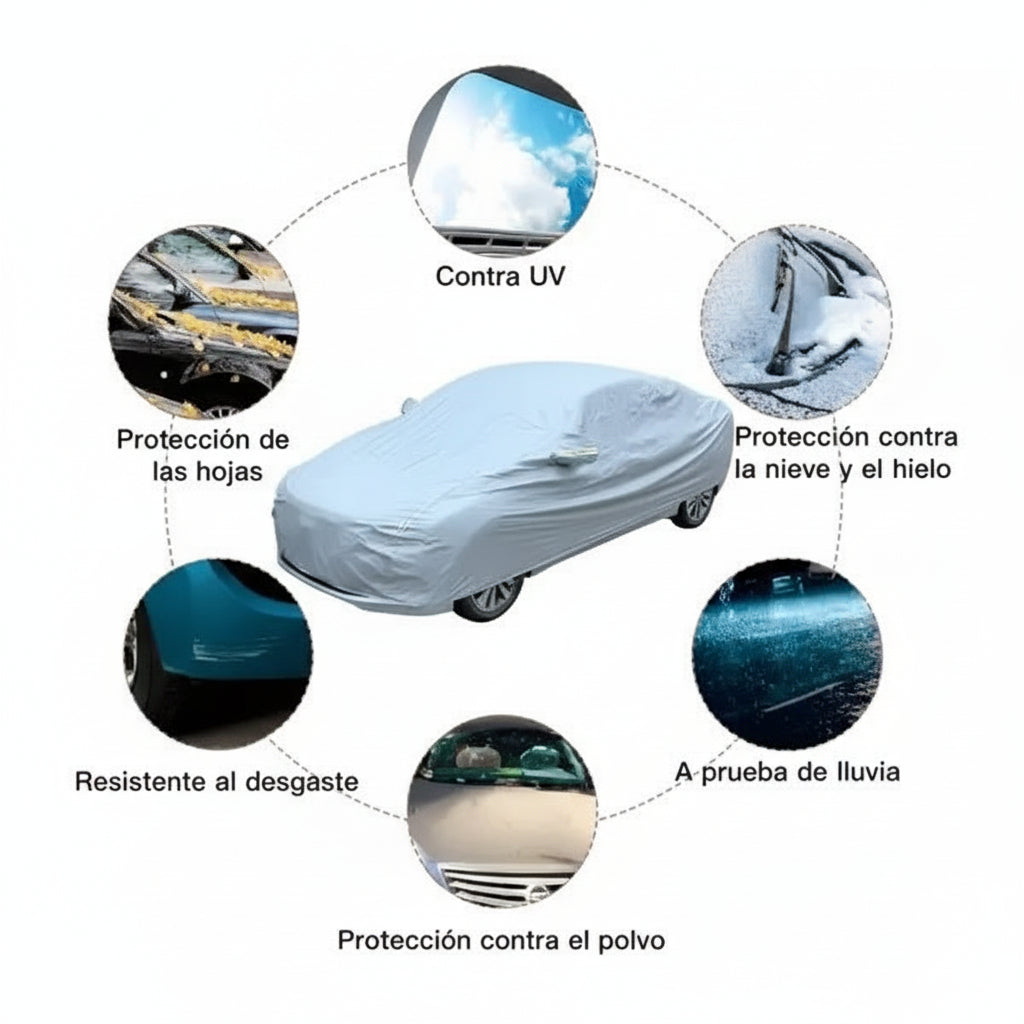Funda Impermeable para Auto con Protección UV y Ajuste Seguro - Cubierta Multicapa Pro 2026 - Conecta Chava Shop