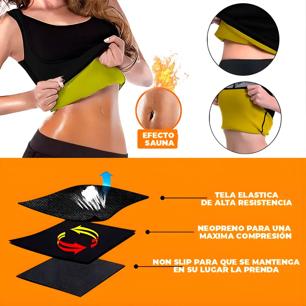 Chaleco Deportivo de Neopreno con Efecto Térmico - Faja de Entrenamiento Ajustable, Soporte de Compresión Pro para Gimnasio - Conecta Chava Shop