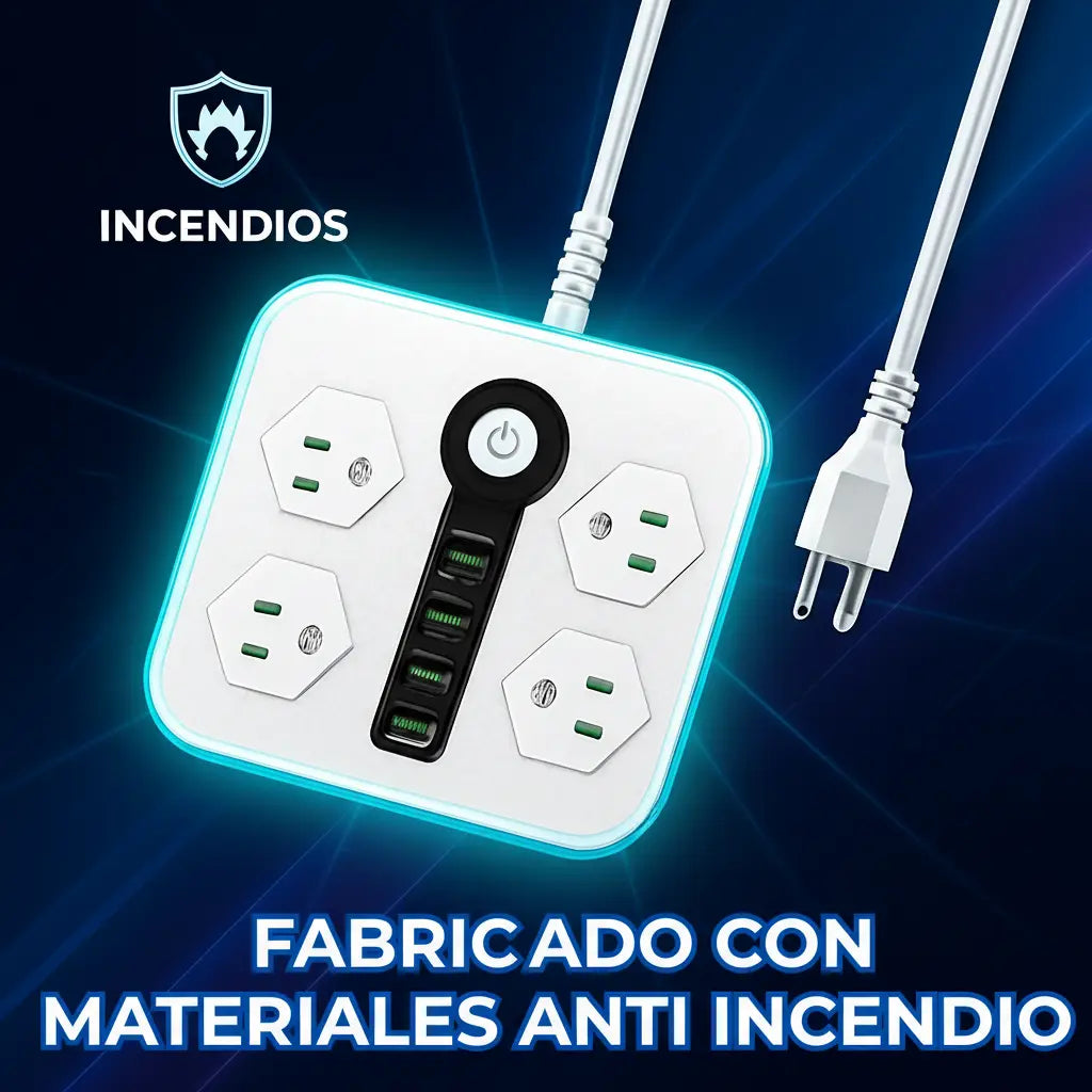 Multicontacto 8 en 1 con Puertos USB y Tipo C - Estación de Carga Inteligente para Escritorio y Protector de Sobrecargas Pro 2026 - Conecta Chava Shop
