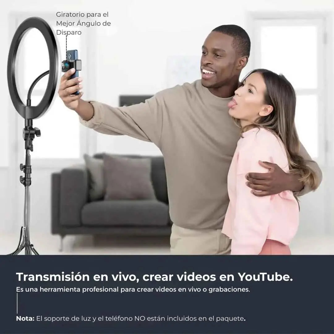 Aro de Luz LED con Soporte Flexible para Celular y Brazo Ajustable para Escritorio con 3 Modos de Iluminación Pro 2026 - Conecta Chava Shop