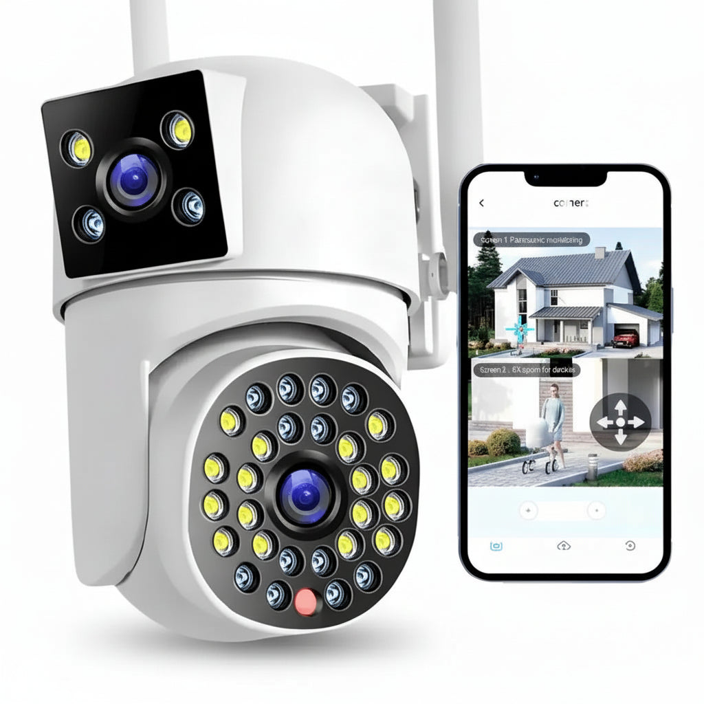 Cámara de Vigilancia Exterior WiFi 4MP con Visión Nocturna a Color - Cámara PTZ 360 Inteligente con Detección de Humano Pro 2026 - Conecta Chava Shop
