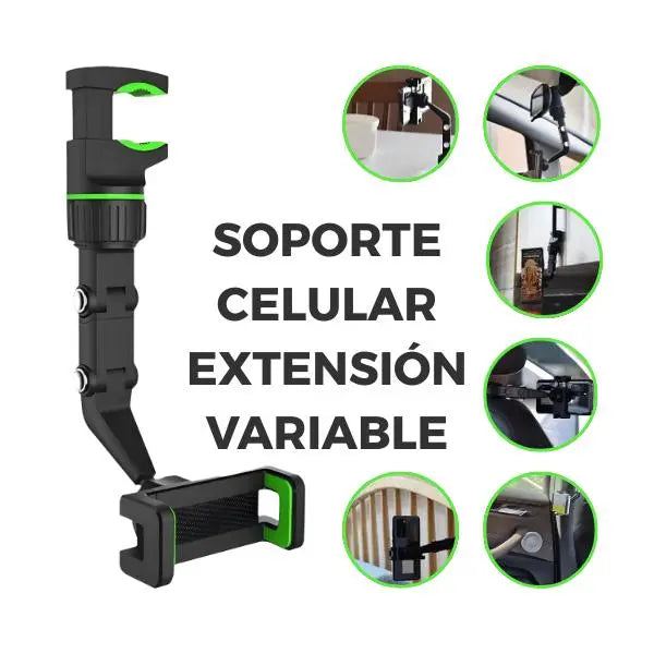 Soporte de Celular para Retrovisor con Rotación 360° - Sujeción Firme y Ajustable para Auto Pro 2026 - Conecta Chava Shop