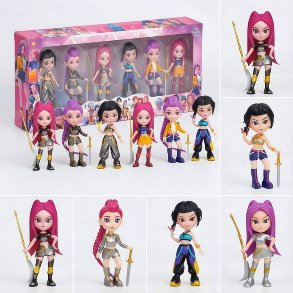 Set de 6 Figuras Kpop Huntrix Cazadores de Demonios - Miniaturas de Acción con Base para Exhibición, Calidad de Detalle Premium 2026 - Conecta Chava Shop