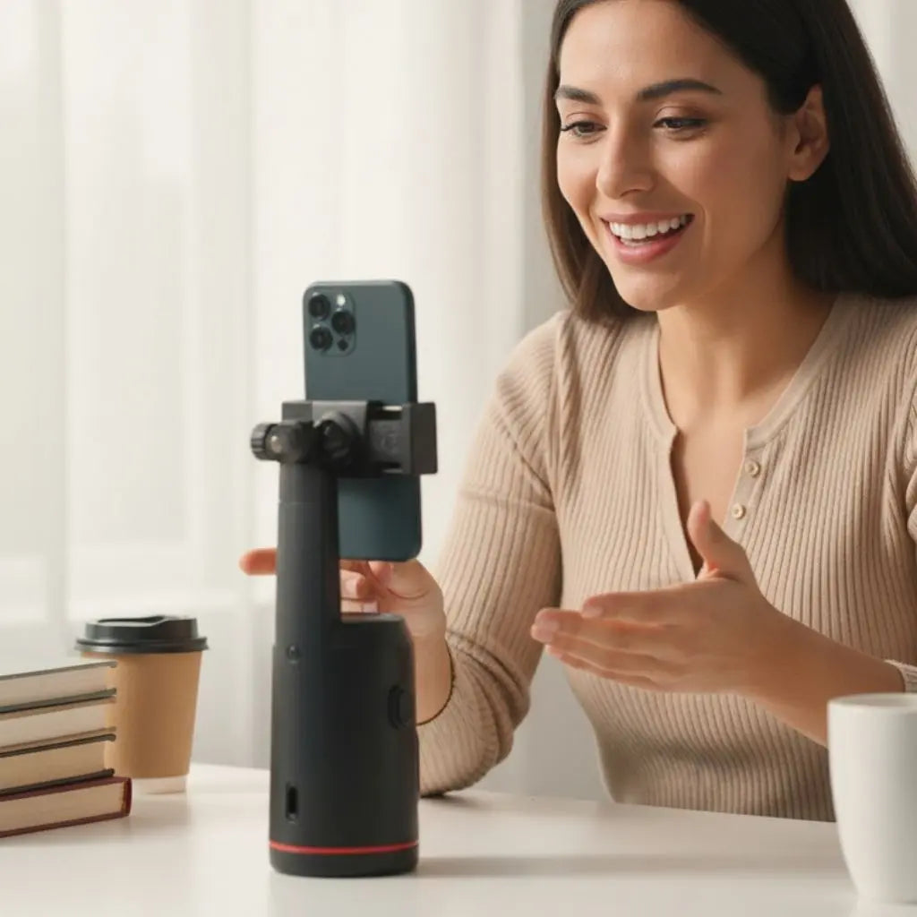 Soporte para Celular con Seguimiento Facial AI - Estabilizador de 360° y Control Remoto Pro 2026 - Conecta Chava Shop