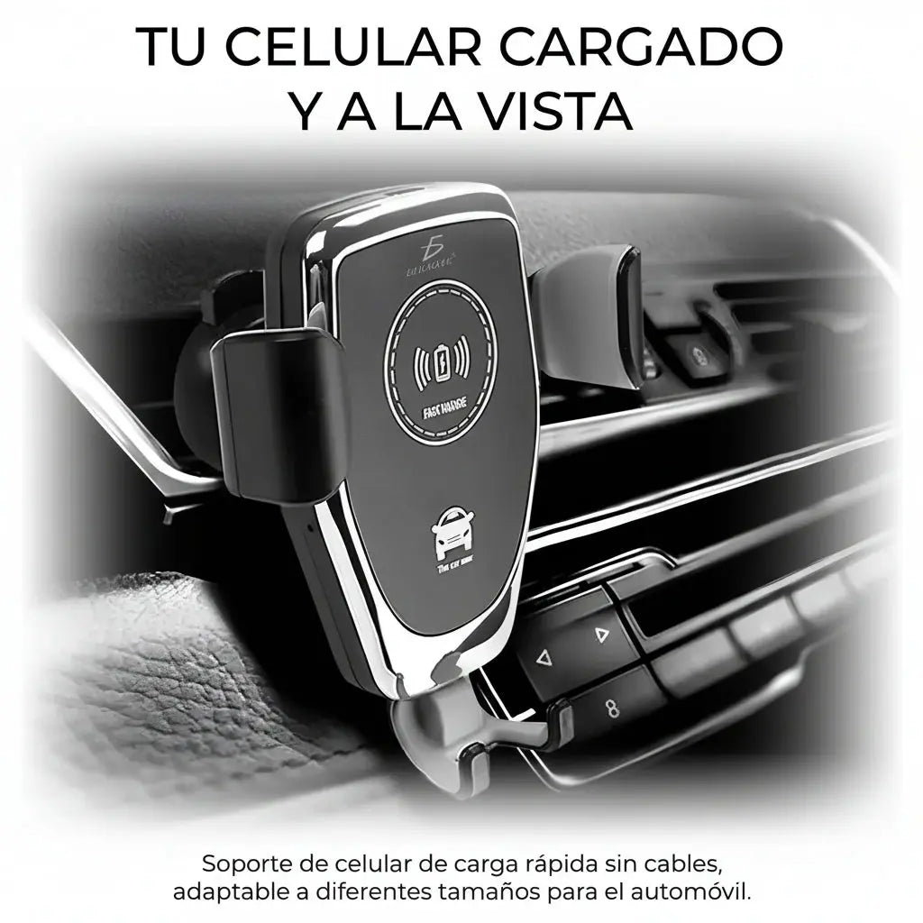 Cargador Inalámbrico para Auto con Sensor de Apertura Automática - Soporte de Carga Rápida Qi Pro 2026 - Conecta Chava Shop