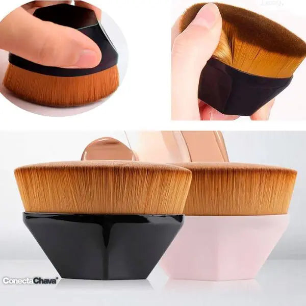 Brocha Profesional para Base Líquida de Cerdas Densas - Pincel de Maquillaje para Acabado Natural y Uniforme Pro 2026 - Conecta Chava Shop