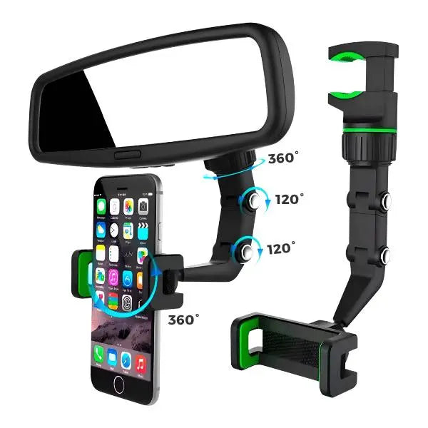 Soporte de Celular para Retrovisor con Rotación 360° - Sujeción Firme y Ajustable para Auto Pro 2026 - Conecta Chava Shop