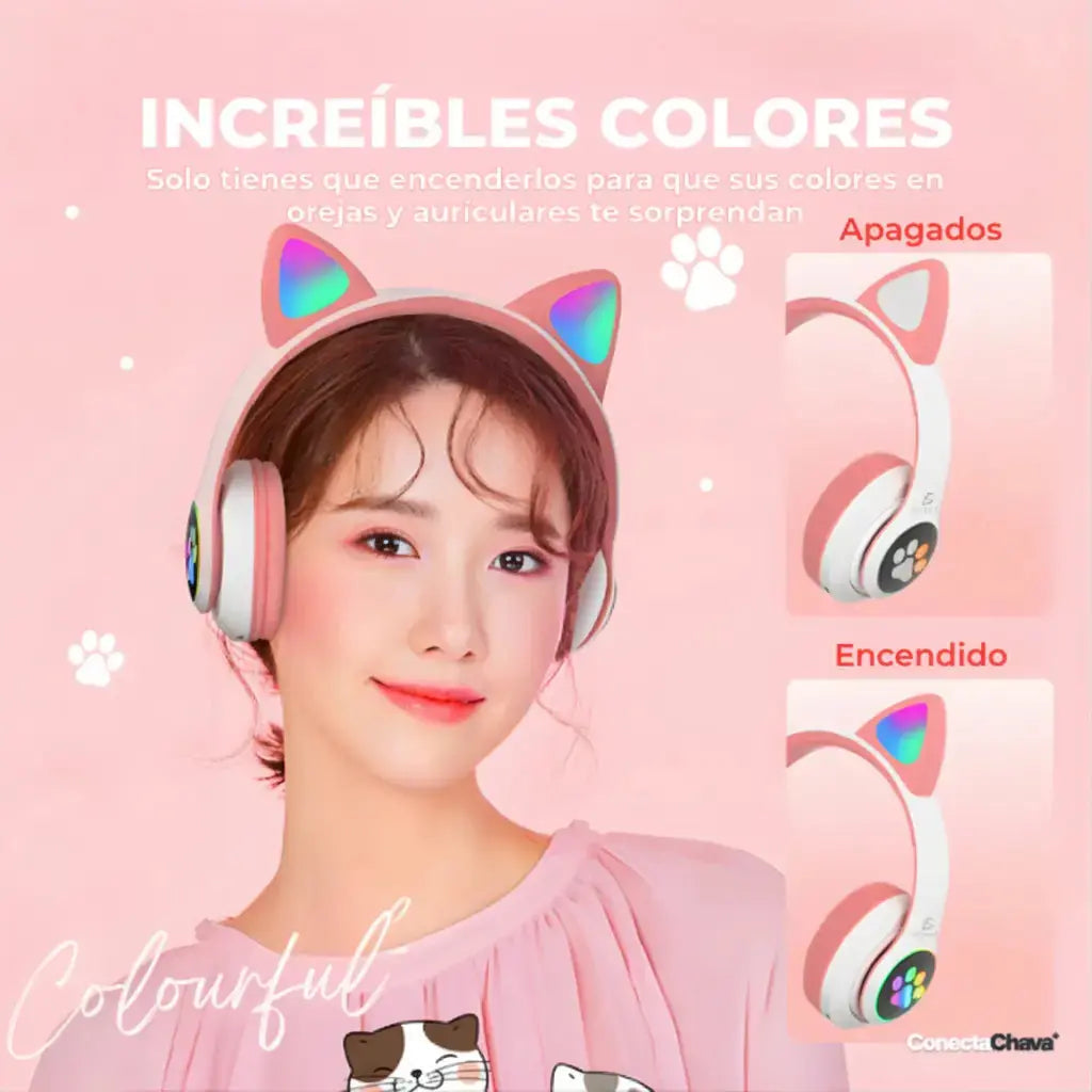 Audífonos Gamer RGB Estilo Gato con Micrófono Pro - Auriculares con Audio Envolvente y Cancelación de Ruido, Calidad 2026 - Conecta Chava Shop